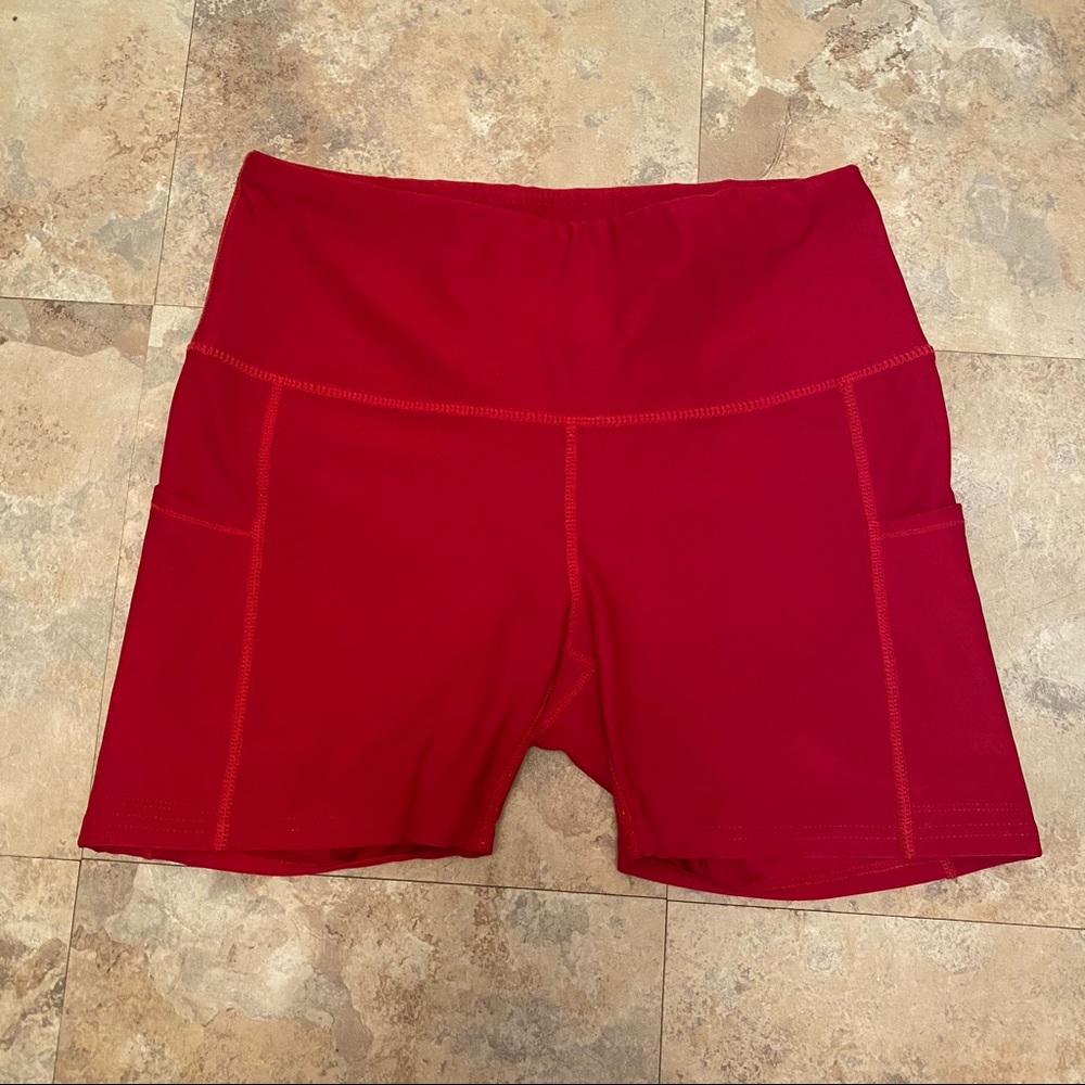 NWOT Red Tesla Athletic Shorts - With Pockets!
